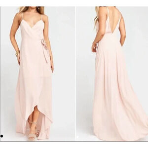 Show Me Your MuMu Mariah Wrap Formal Prom Dress size XL Pink Lined High Low Hem